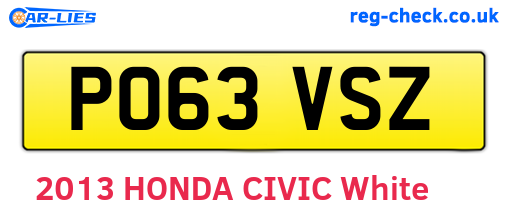 PO63VSZ are the vehicle registration plates.