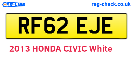 RF62EJE are the vehicle registration plates.