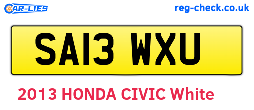 SA13WXU are the vehicle registration plates.