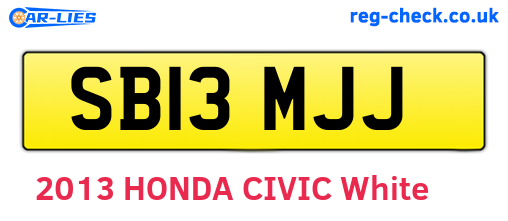 SB13MJJ are the vehicle registration plates.