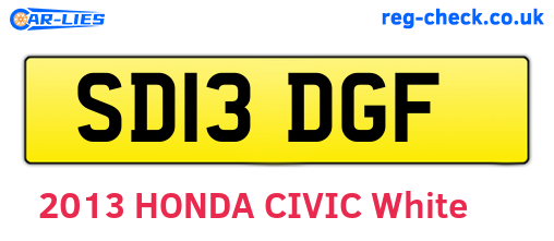 SD13DGF are the vehicle registration plates.