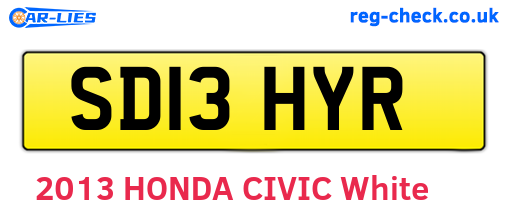 SD13HYR are the vehicle registration plates.