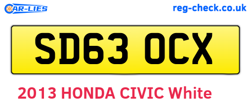 SD63OCX are the vehicle registration plates.