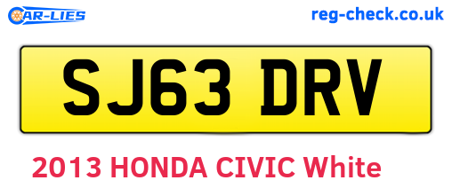 SJ63DRV are the vehicle registration plates.