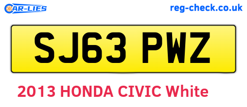 SJ63PWZ are the vehicle registration plates.