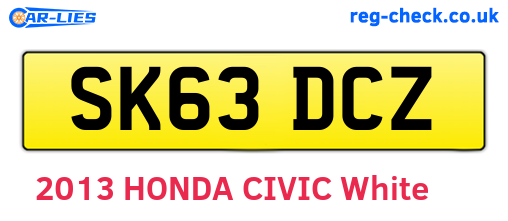 SK63DCZ are the vehicle registration plates.