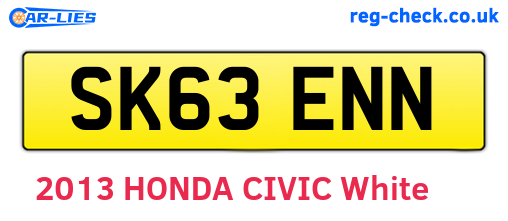 SK63ENN are the vehicle registration plates.