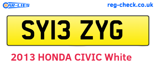 SY13ZYG are the vehicle registration plates.