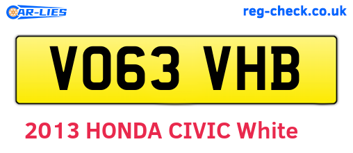 VO63VHB are the vehicle registration plates.