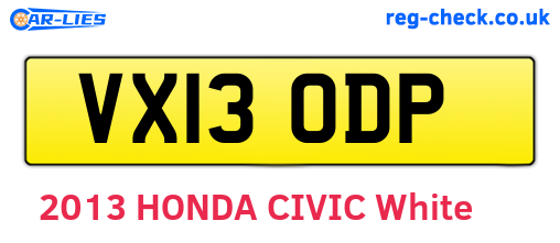 VX13ODP are the vehicle registration plates.
