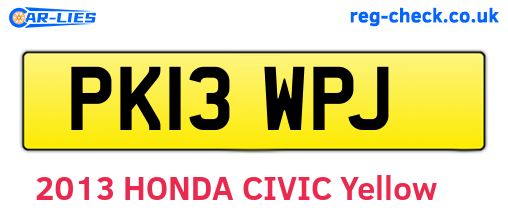 PK13WPJ are the vehicle registration plates.