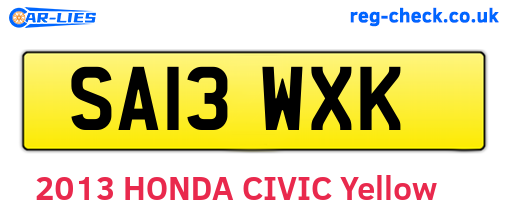 SA13WXK are the vehicle registration plates.