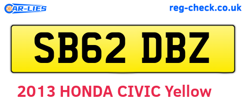 SB62DBZ are the vehicle registration plates.