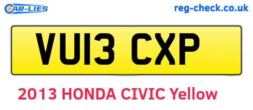 VU13CXP are the vehicle registration plates.