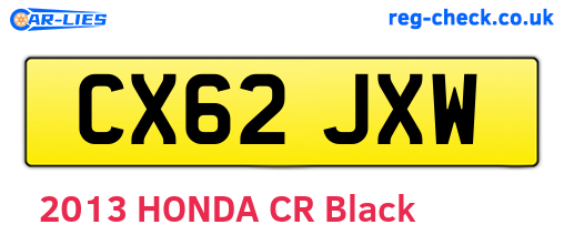 CX62JXW are the vehicle registration plates.