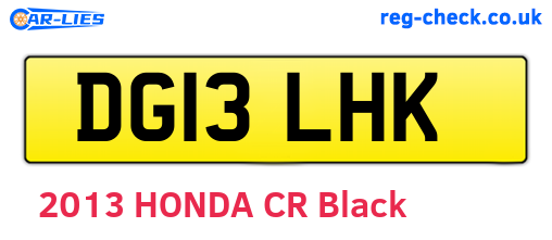 DG13LHK are the vehicle registration plates.