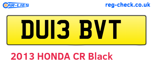 DU13BVT are the vehicle registration plates.