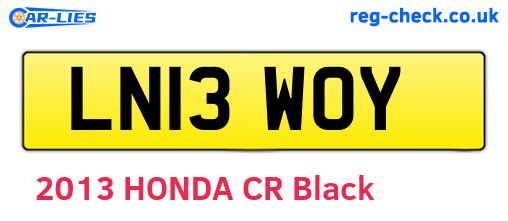 LN13WOY are the vehicle registration plates.