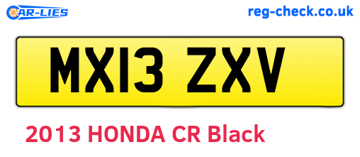 MX13ZXV are the vehicle registration plates.