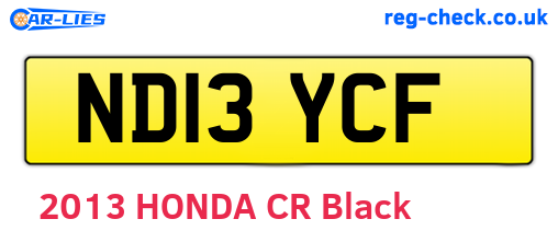 ND13YCF are the vehicle registration plates.