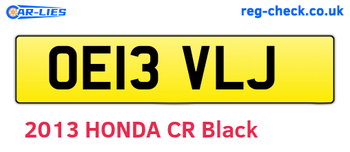 OE13VLJ are the vehicle registration plates.