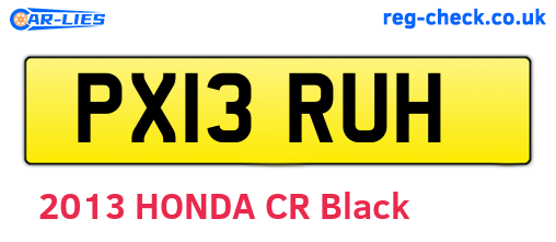 PX13RUH are the vehicle registration plates.
