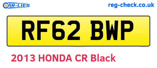 RF62BWP are the vehicle registration plates.