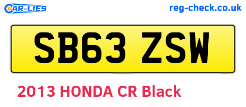 SB63ZSW are the vehicle registration plates.