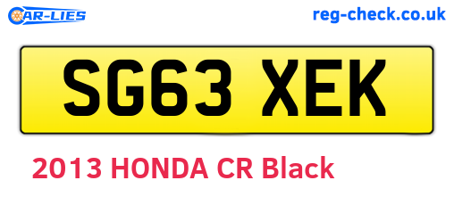 SG63XEK are the vehicle registration plates.