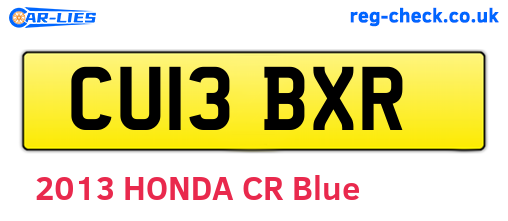 CU13BXR are the vehicle registration plates.