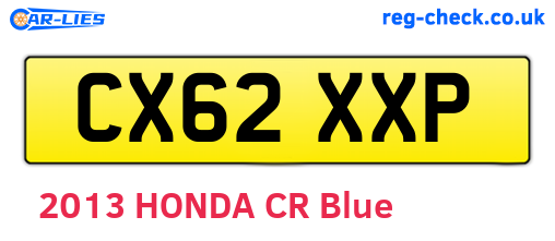 CX62XXP are the vehicle registration plates.
