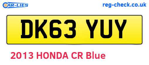 DK63YUY are the vehicle registration plates.