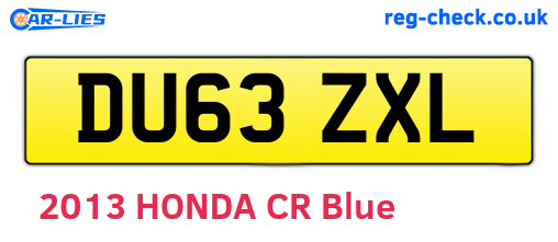 DU63ZXL are the vehicle registration plates.