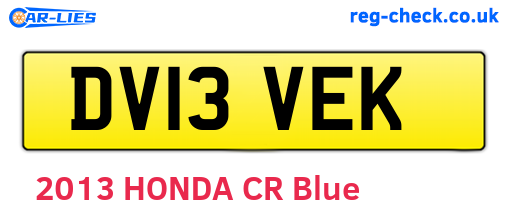 DV13VEK are the vehicle registration plates.
