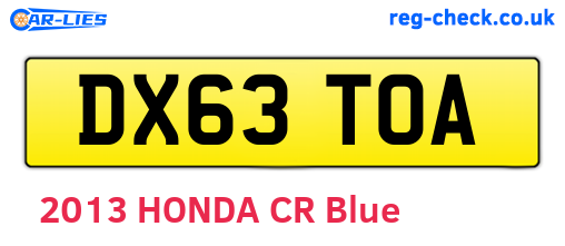 DX63TOA are the vehicle registration plates.