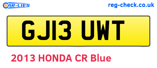 GJ13UWT are the vehicle registration plates.