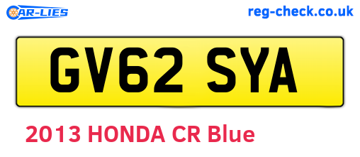 GV62SYA are the vehicle registration plates.