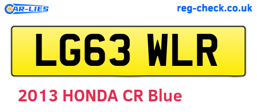 LG63WLR are the vehicle registration plates.