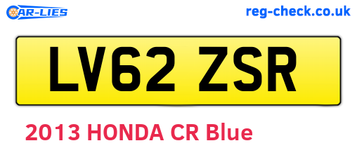 LV62ZSR are the vehicle registration plates.