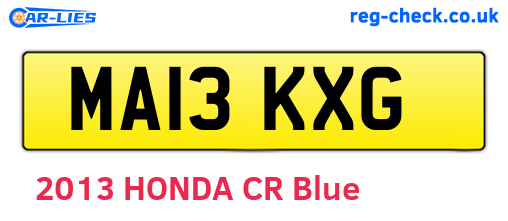 MA13KXG are the vehicle registration plates.