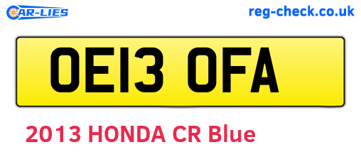 OE13OFA are the vehicle registration plates.
