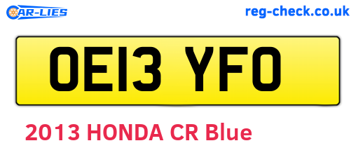 OE13YFO are the vehicle registration plates.