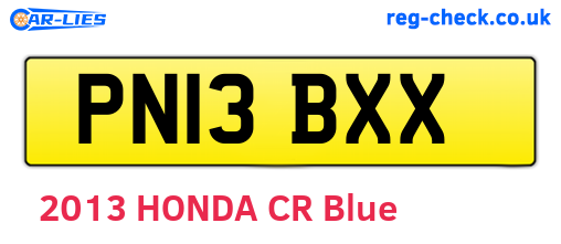 PN13BXX are the vehicle registration plates.