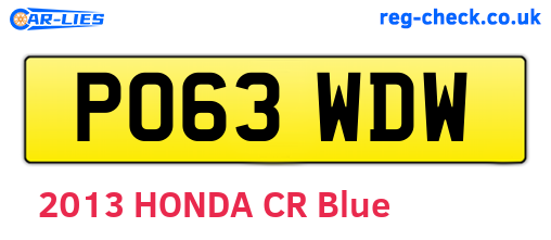 PO63WDW are the vehicle registration plates.