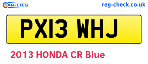 PX13WHJ are the vehicle registration plates.