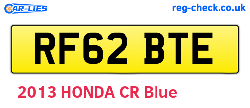 RF62BTE are the vehicle registration plates.