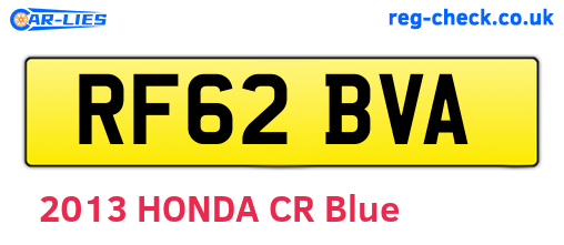 RF62BVA are the vehicle registration plates.