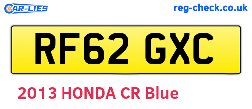 RF62GXC are the vehicle registration plates.
