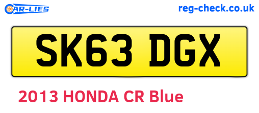 SK63DGX are the vehicle registration plates.