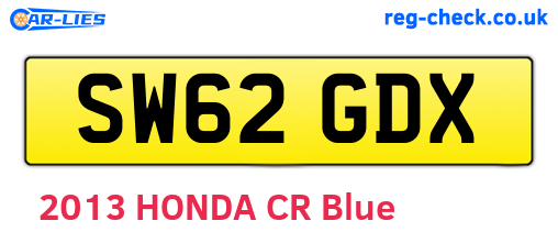 SW62GDX are the vehicle registration plates.